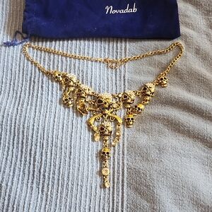 Gold And rhinestone Skull Necklace